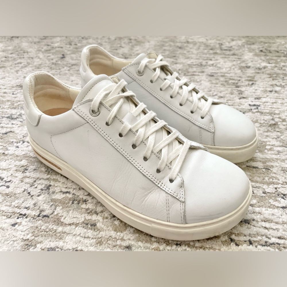 Birkenstock White Leather Low-Top Sneakers